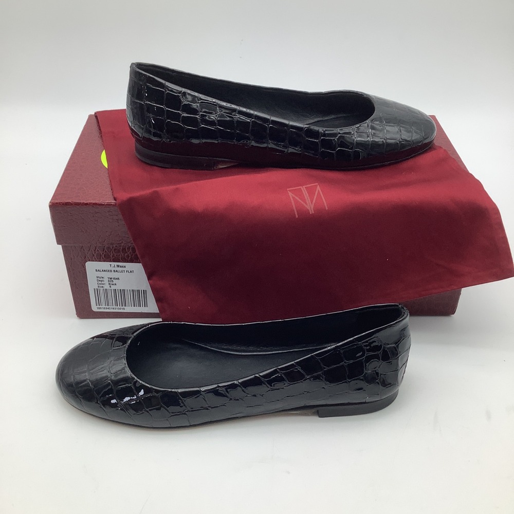 Tamara Mellon Black Patent Leather Croc Embossed Ballet Flats Size US 6 New